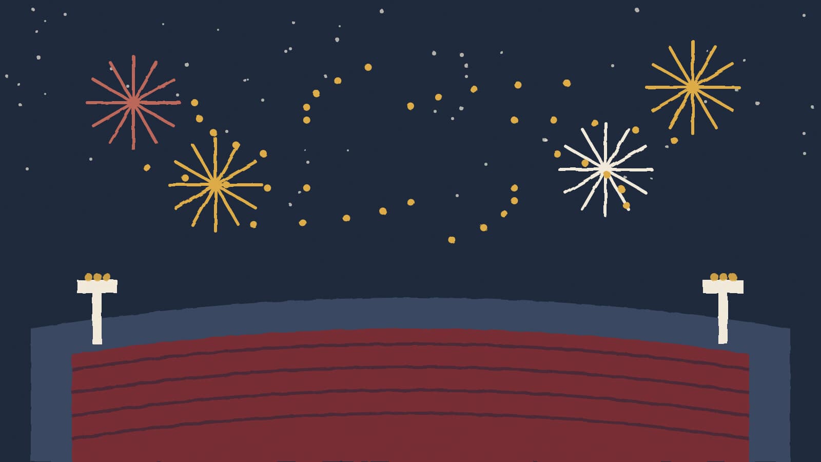 Anniversary drones and fireworks - illustration, Jake Team LLC