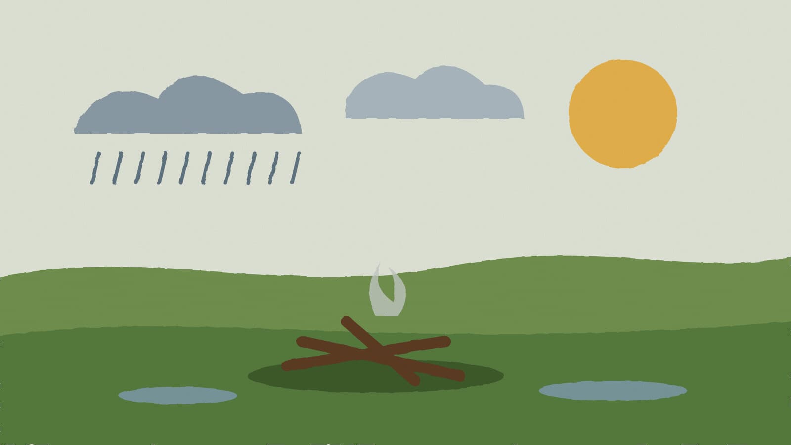 Rain-soaked burn pile - illustration, Jake Team LLC