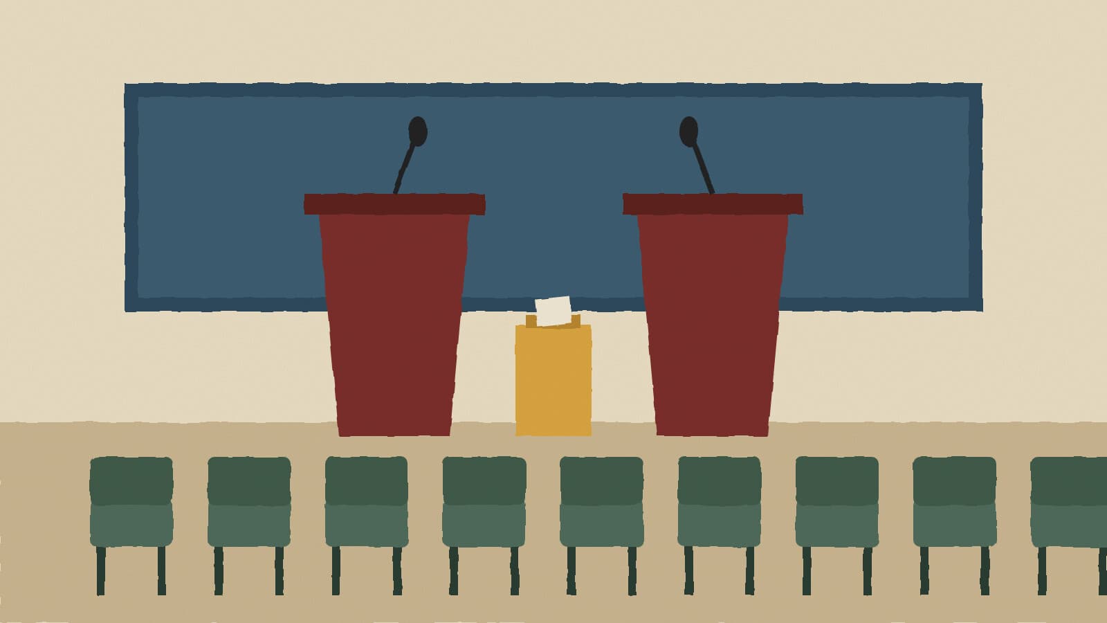 Candidate forum lecterns - illustration, Jake Team LLC