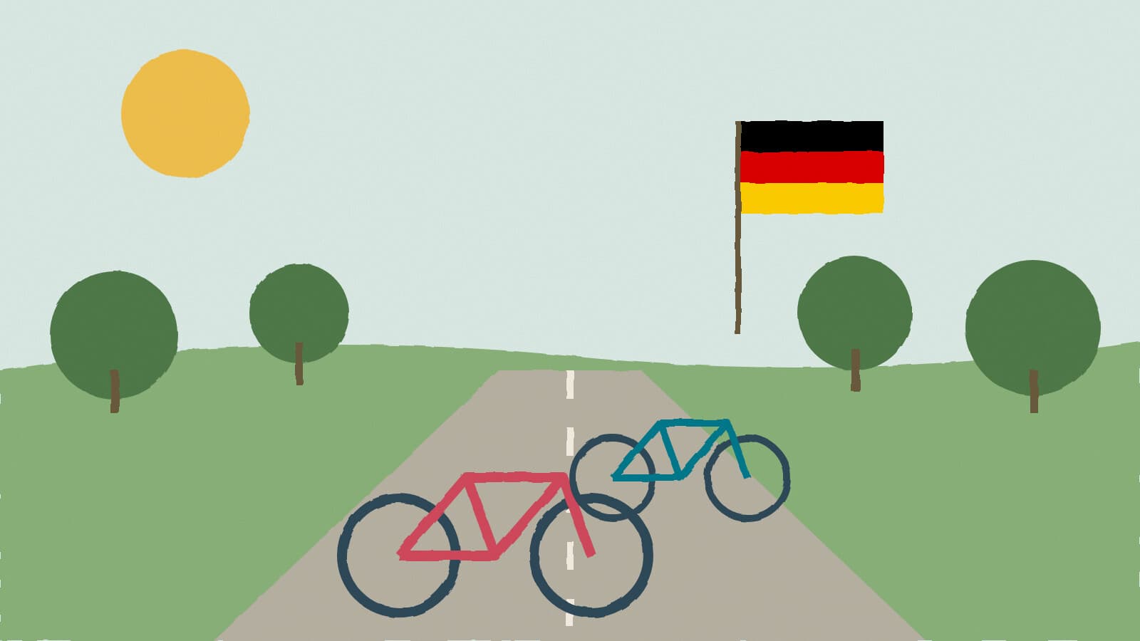 Cyclists on shared road - illustration, Jake Team LLC