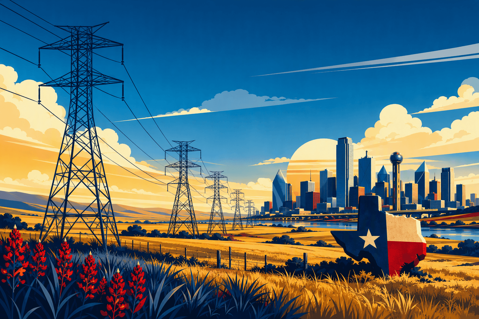 Permian power grid - illustration, Jake Team LLC