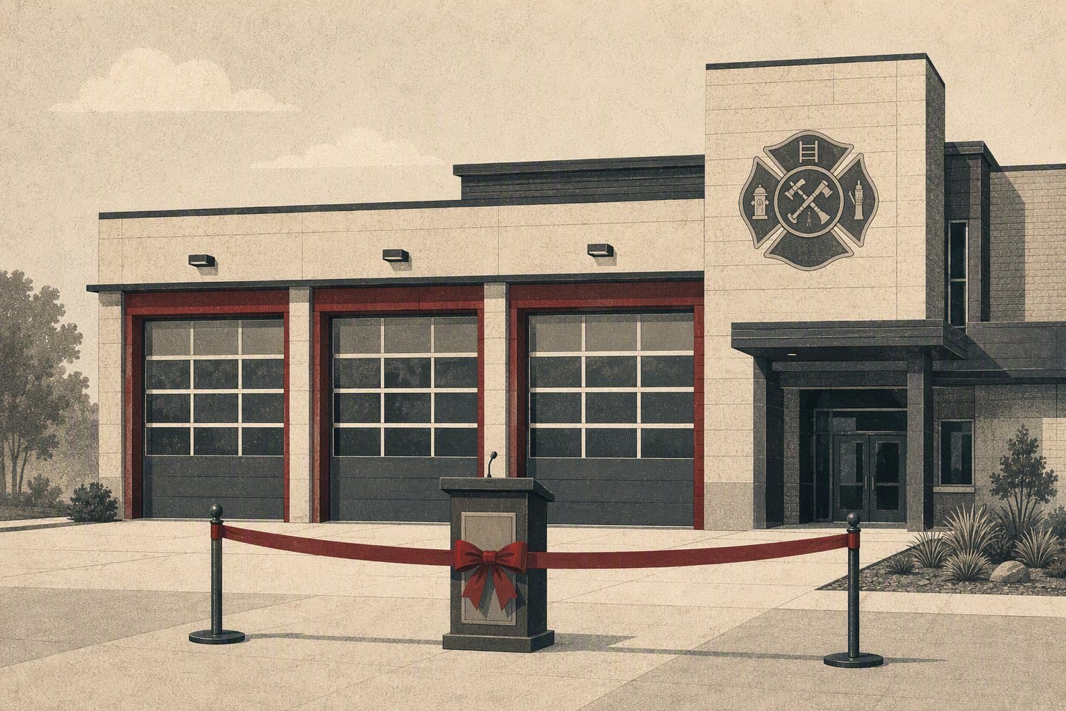 civic fire station - illustration, Jake Team LLC