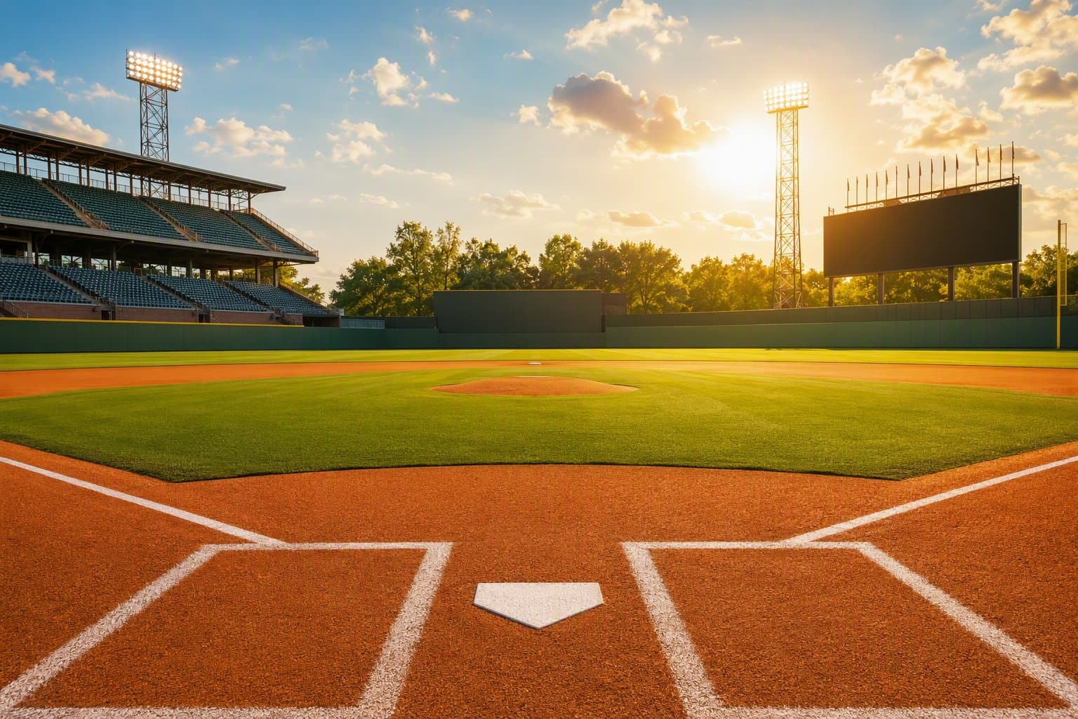 baseball stadium sun - illustration, Jake Team LLC
