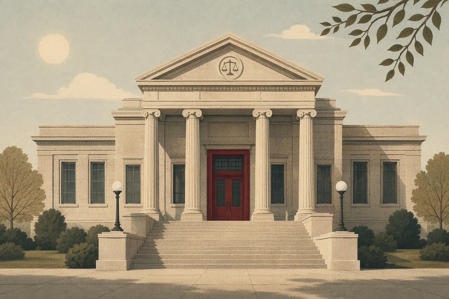 calm courthouse facade - illustration, Jake Team LLC