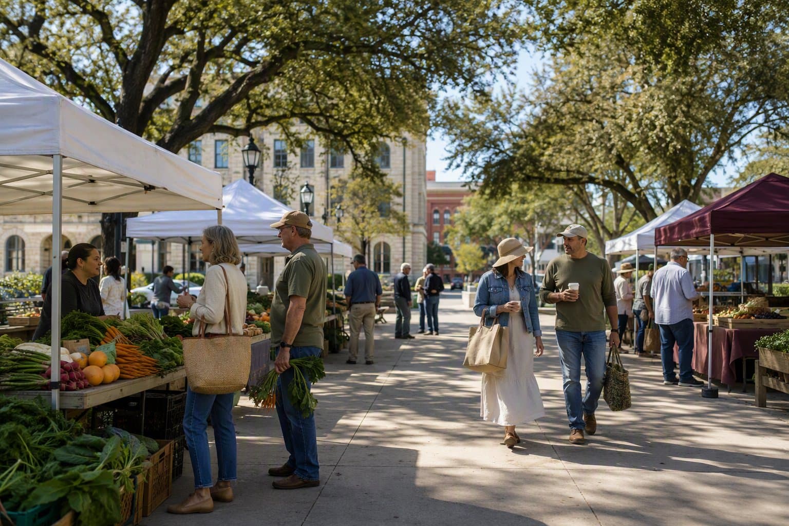 Neighbors at a Saturday market - illustration, Jake Team LLC