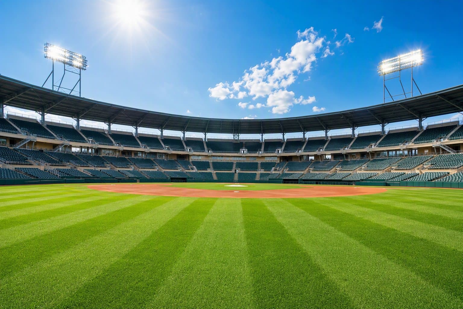 Sunlit Baseball Stadium - illustration, Jake Team LLC