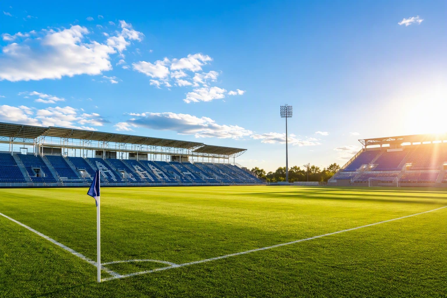Empty sunlit stadium - illustration, Jake Team LLC