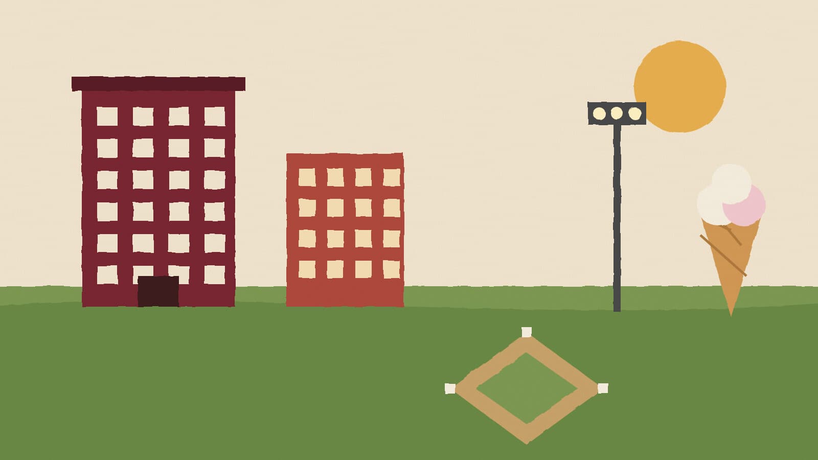 Hotel, ballfield and ice cream cone - illustration, Jake Team LLC