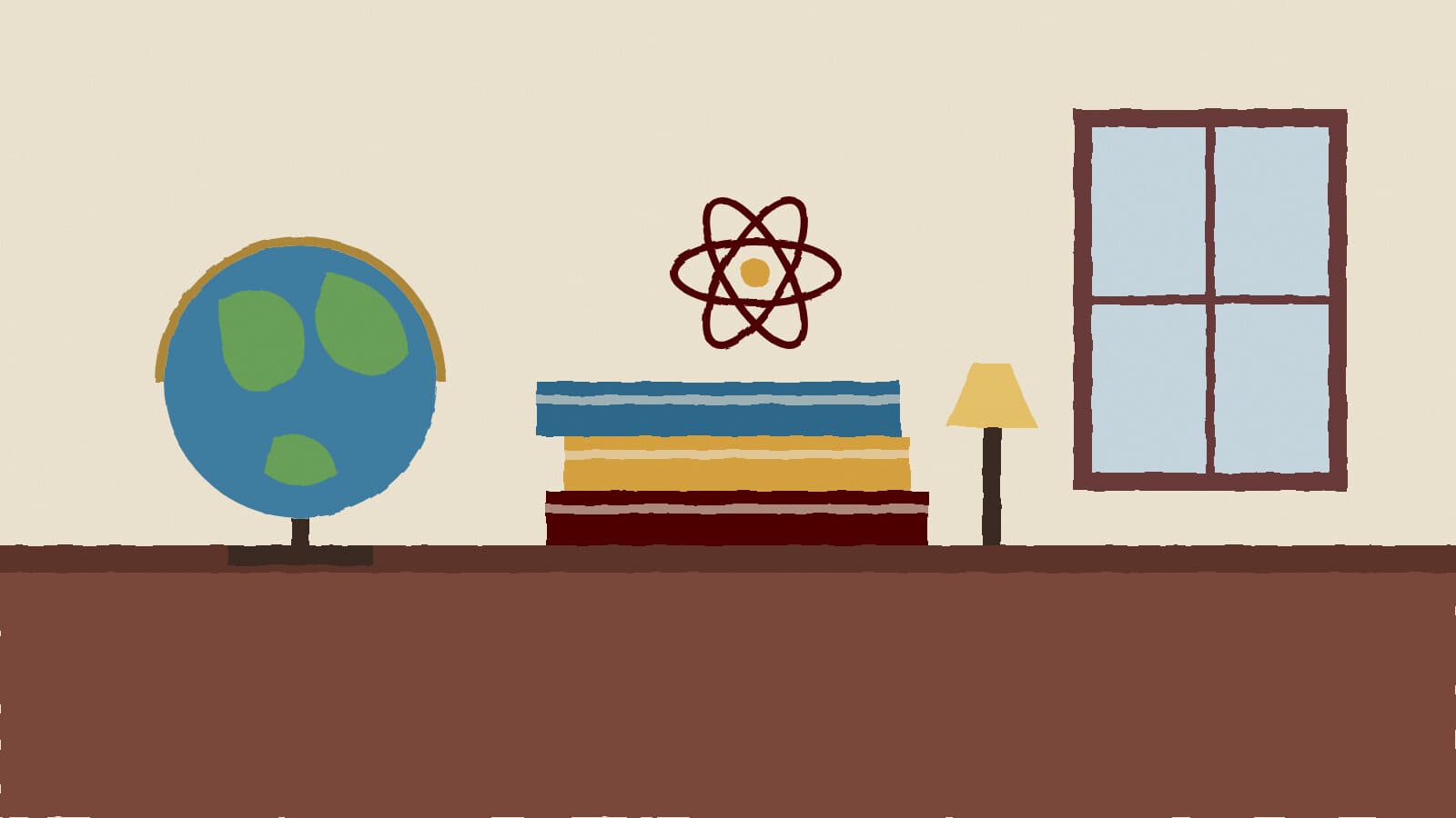 Scholar's desk with globe - illustration, Jake Team LLC