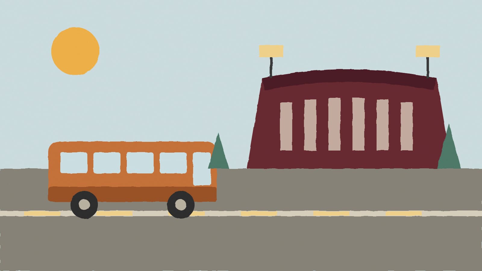 Shuttle bus near stadium - illustration, Jake Team LLC