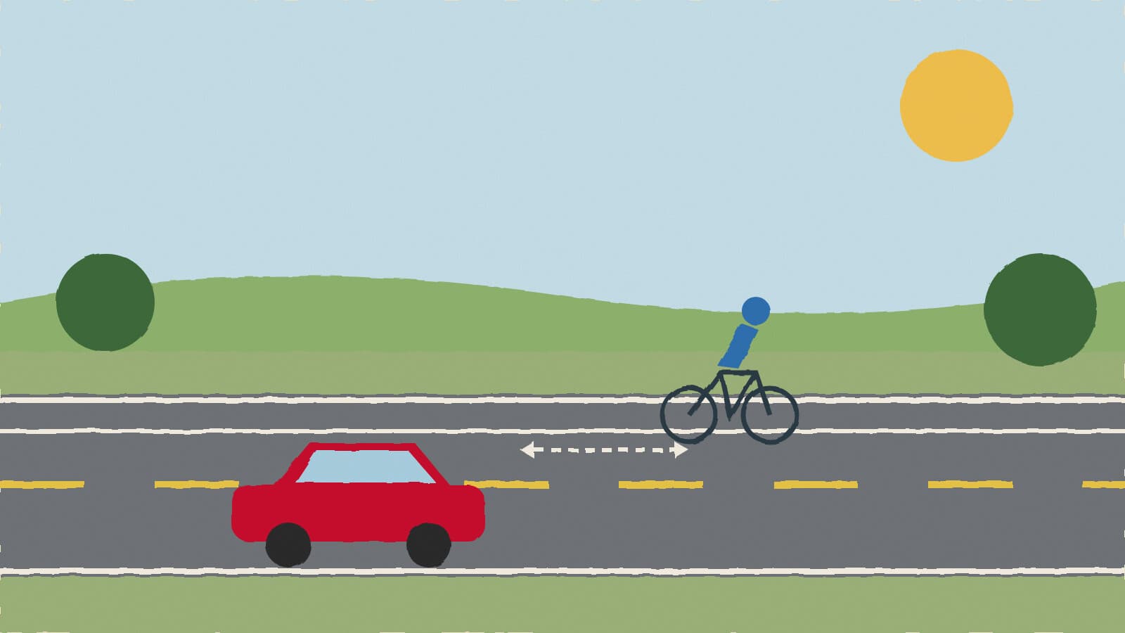 Car passing a cyclist - illustration, Jake Team LLC