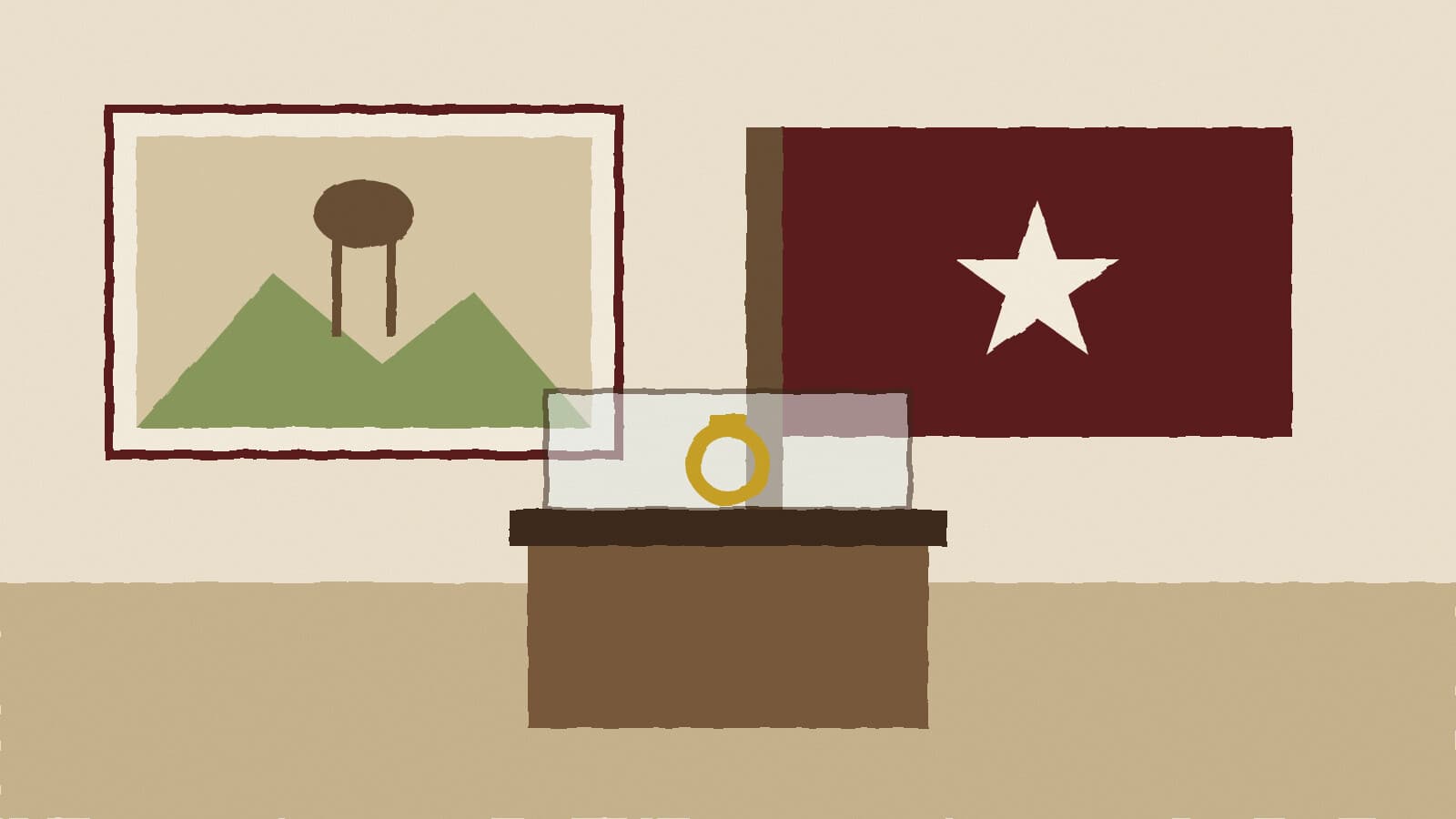 Archive gallery with ring and flag - illustration, Jake Team LLC