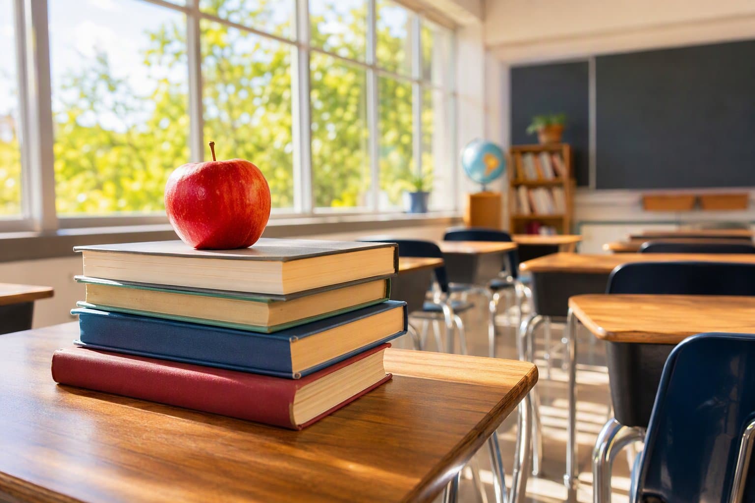 sunlit school classroom - illustration, Jake Team LLC
