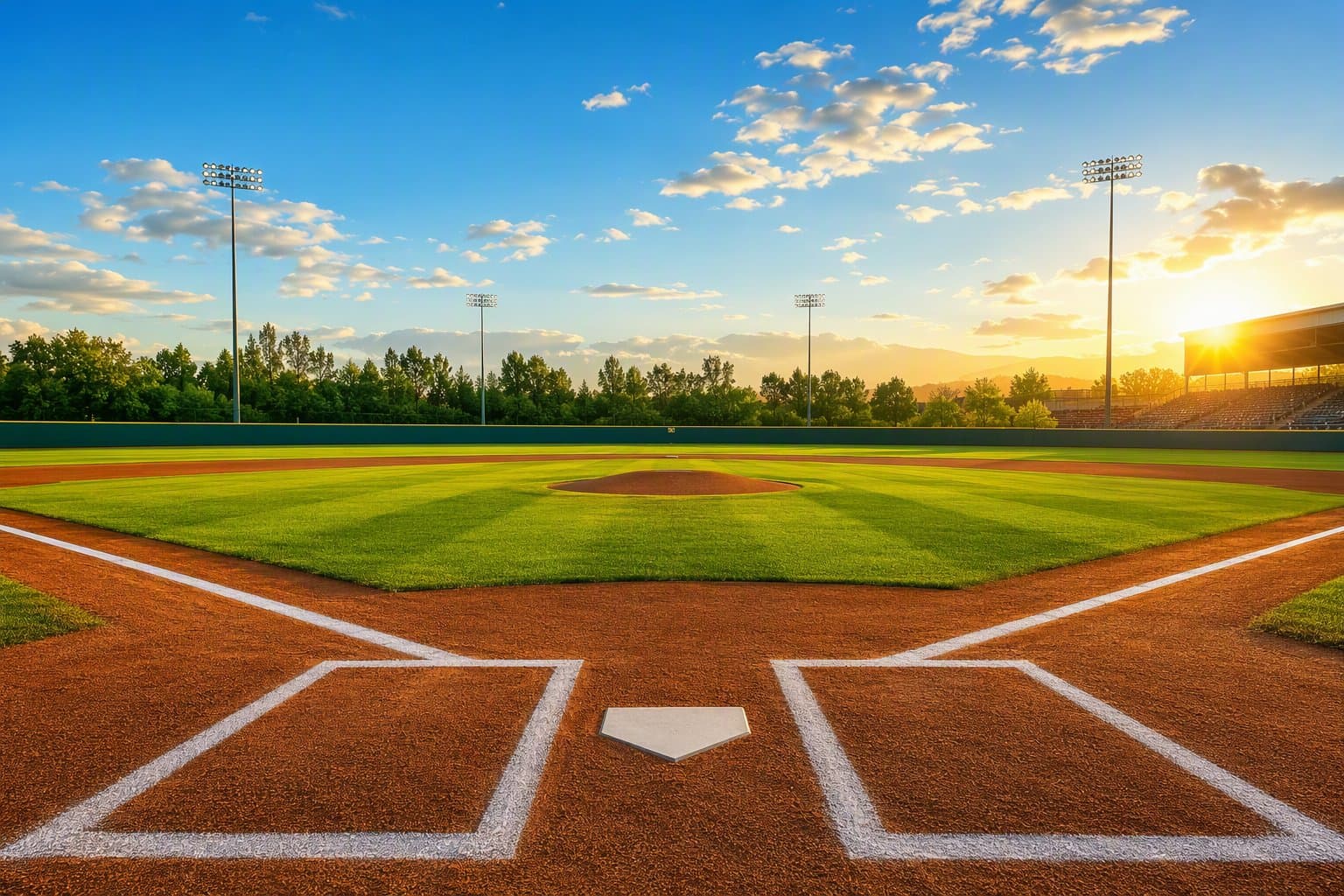 Sunlit Baseball Field - illustration, Jake Team LLC
