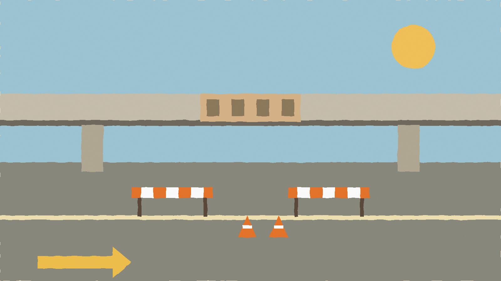 Overpass with detour barricades - illustration, Jake Team LLC