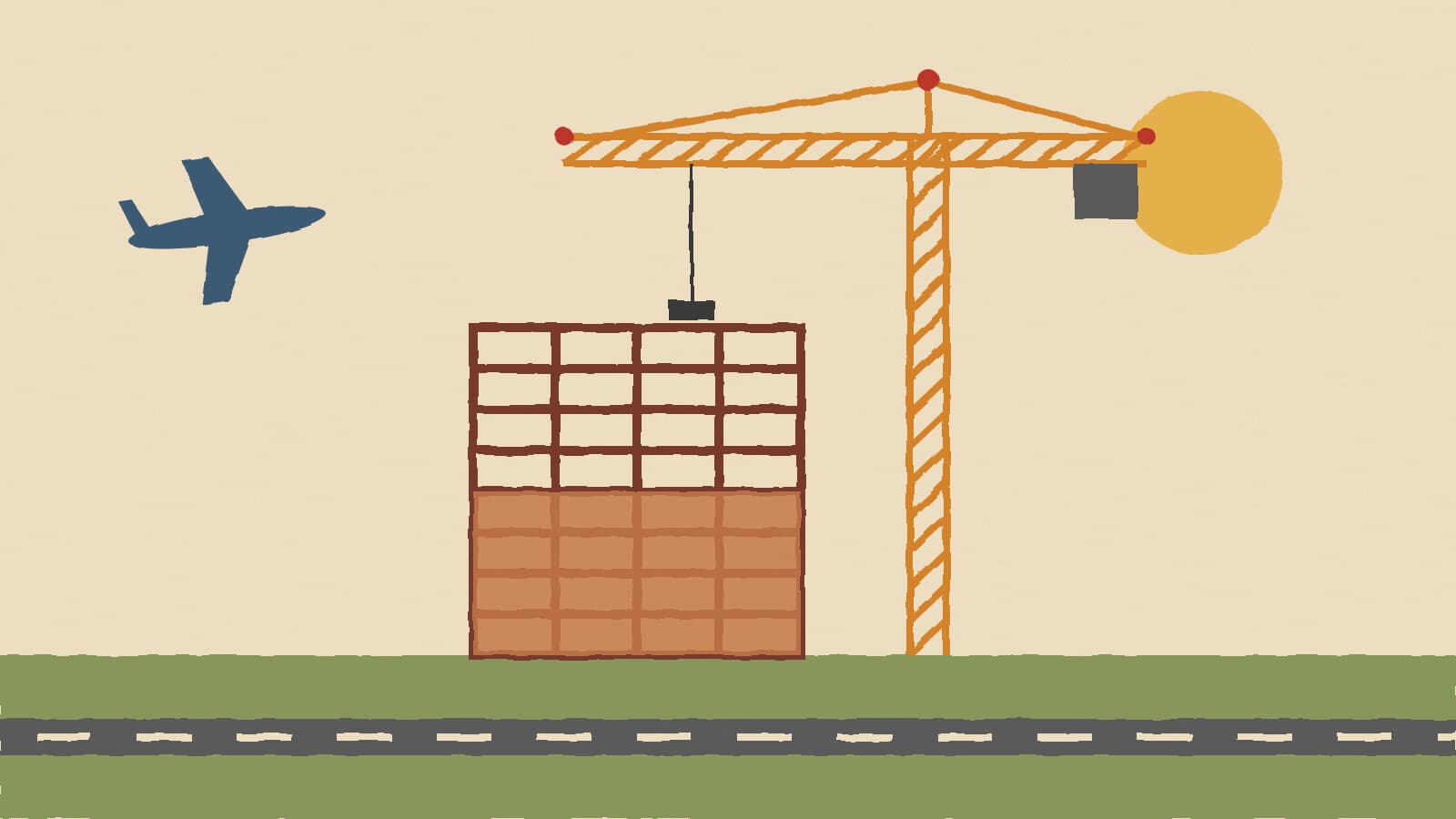 Tower crane near runway - illustration, Jake Team LLC